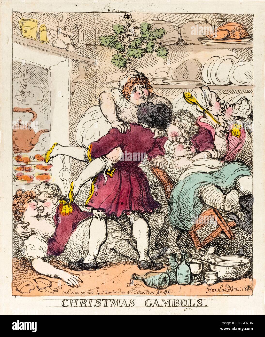 Thomas Rowlandson, Christmas Gambols, etching 1812 Stock Photo Alamy