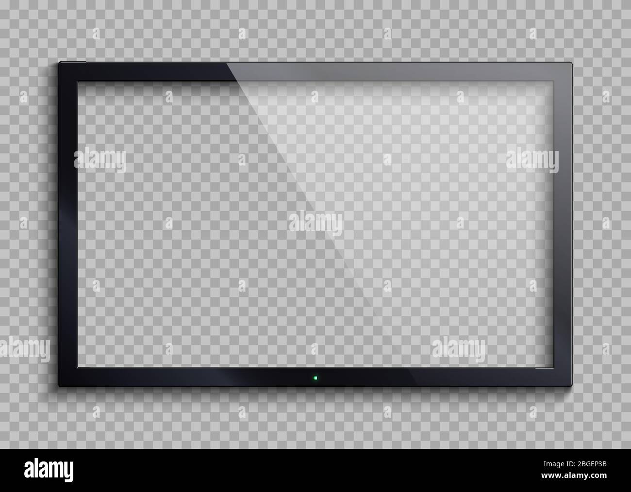 Empty tv frame with reflection and transparency screen isolated. Lcd monitor vector illustration. Lcd display screen, tv digital panel plasma Stock Vector
