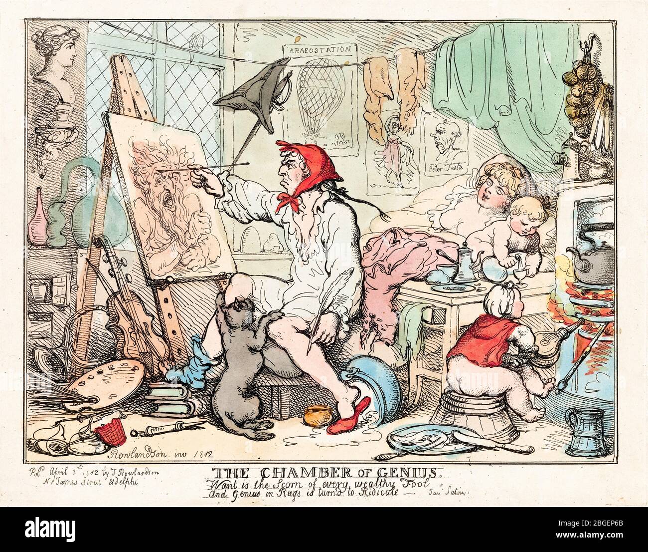 Thomas Rowlandson, The Chamber of Genius, etching, 1812 Stock Photo