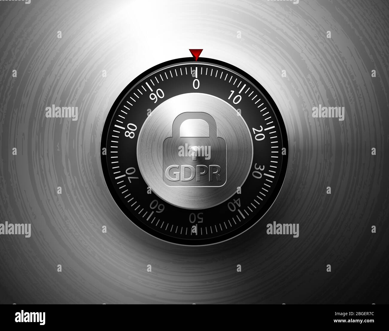 GDPR General Data Protection Regulation. Internet business guard padlock. Privacy policy protect. Realistic vector metallic safe lock. Code lock Stock Vector