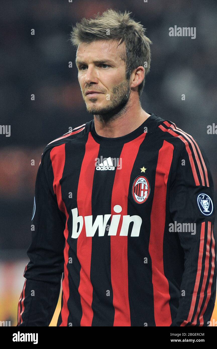 Milan Italy, 26/02/2009 Uefa Cup, AC Milan - Werder Bremen : David Beckham  Stock Photo - Alamy