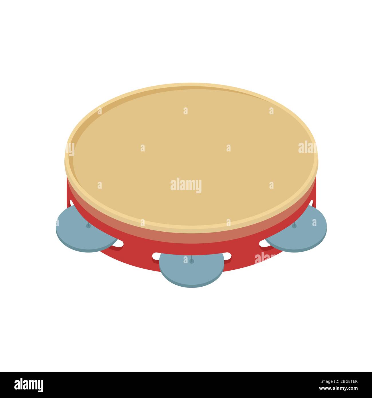 Cartoon colorful tambourine hitting musical instrument isometric vector graphic illustration Stock Vector