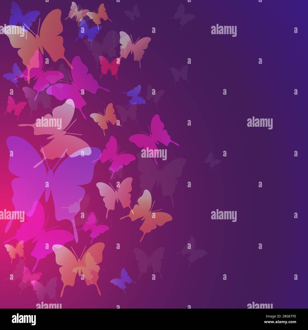 Abstract butterflies background, color trend 2020, pink, purple and