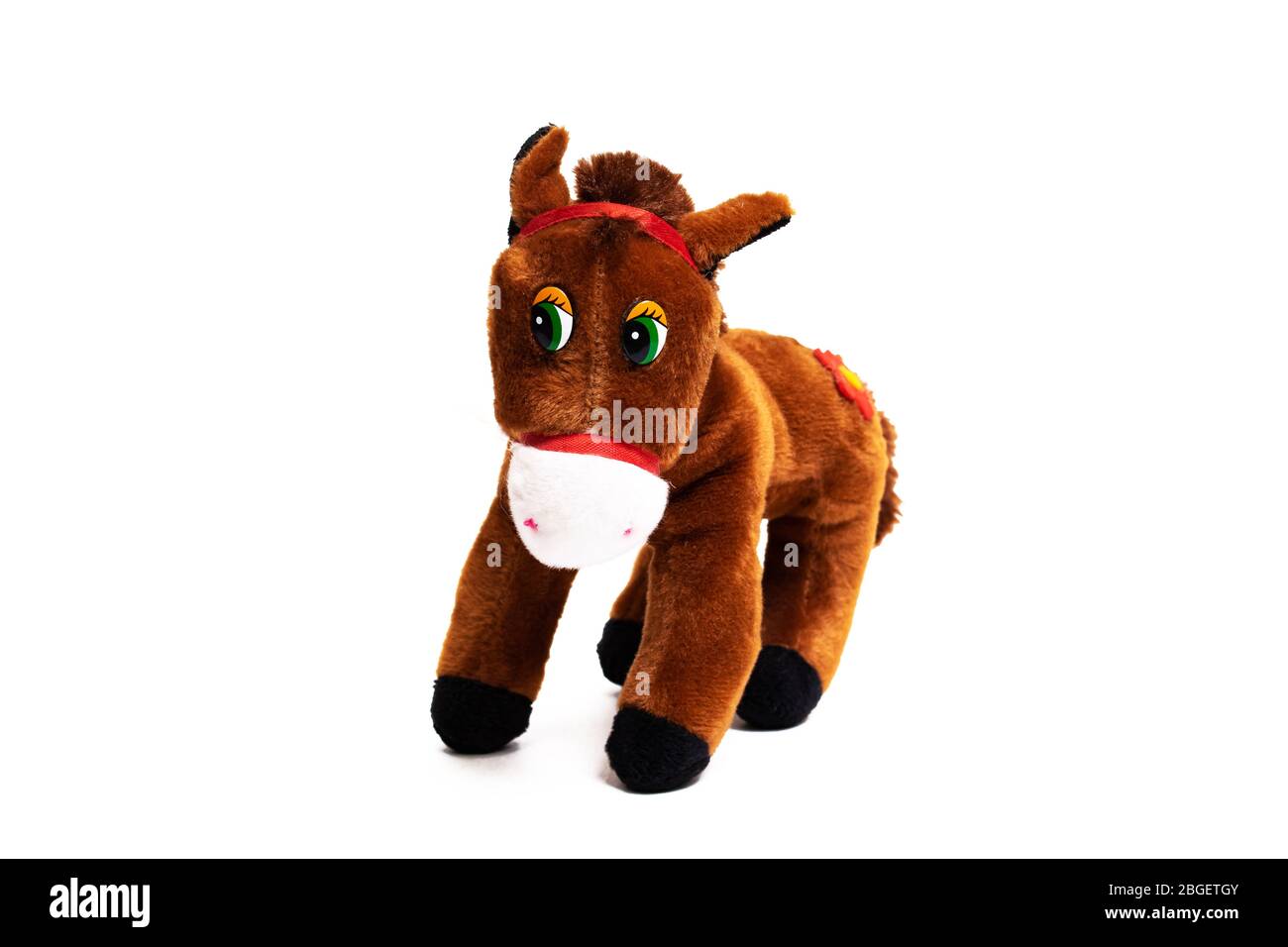 Brown toy horse isolated on white background Stock Photo Alamy