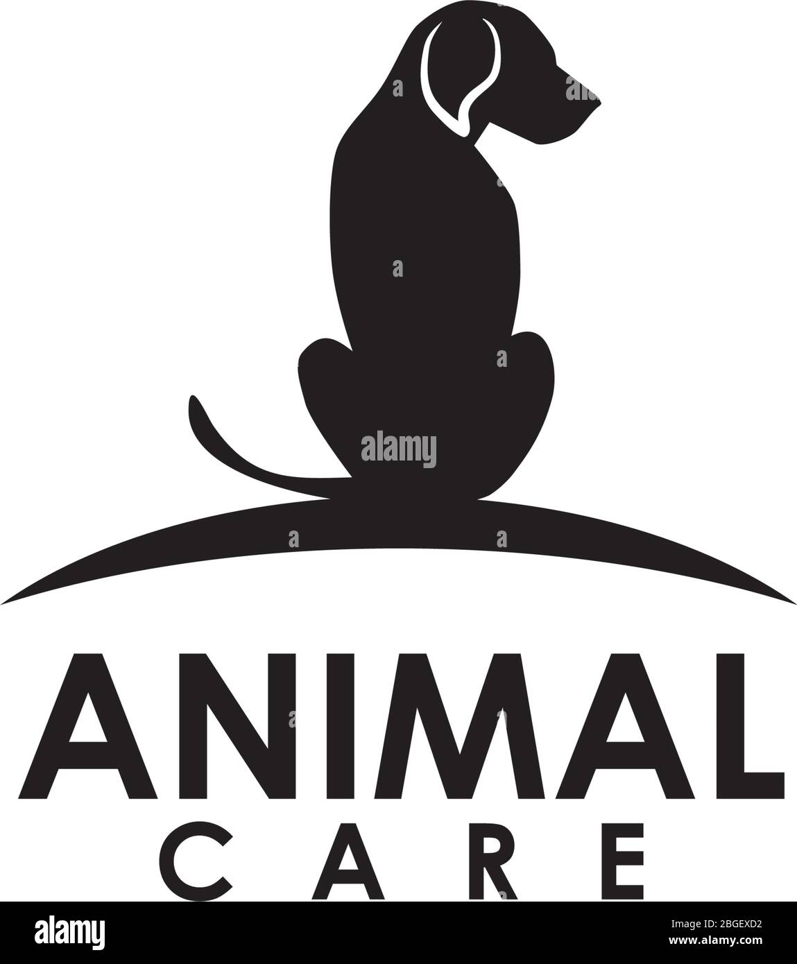 Black sitting dog logo design vector template Stock Vector