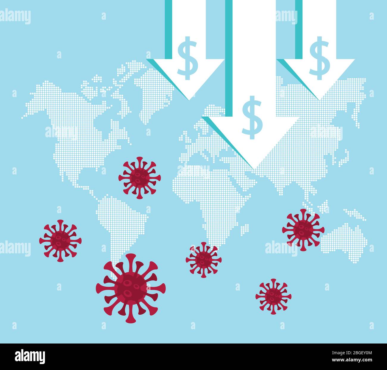 economy and covid19 statistics with arrows in earth maps Stock Vector ...