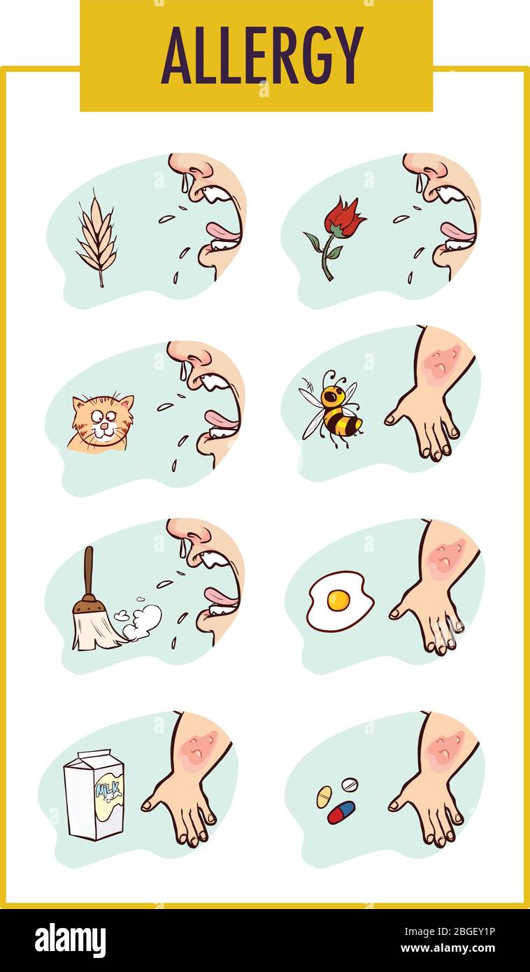 Allergy factor and man Vector illustration Stock Vector