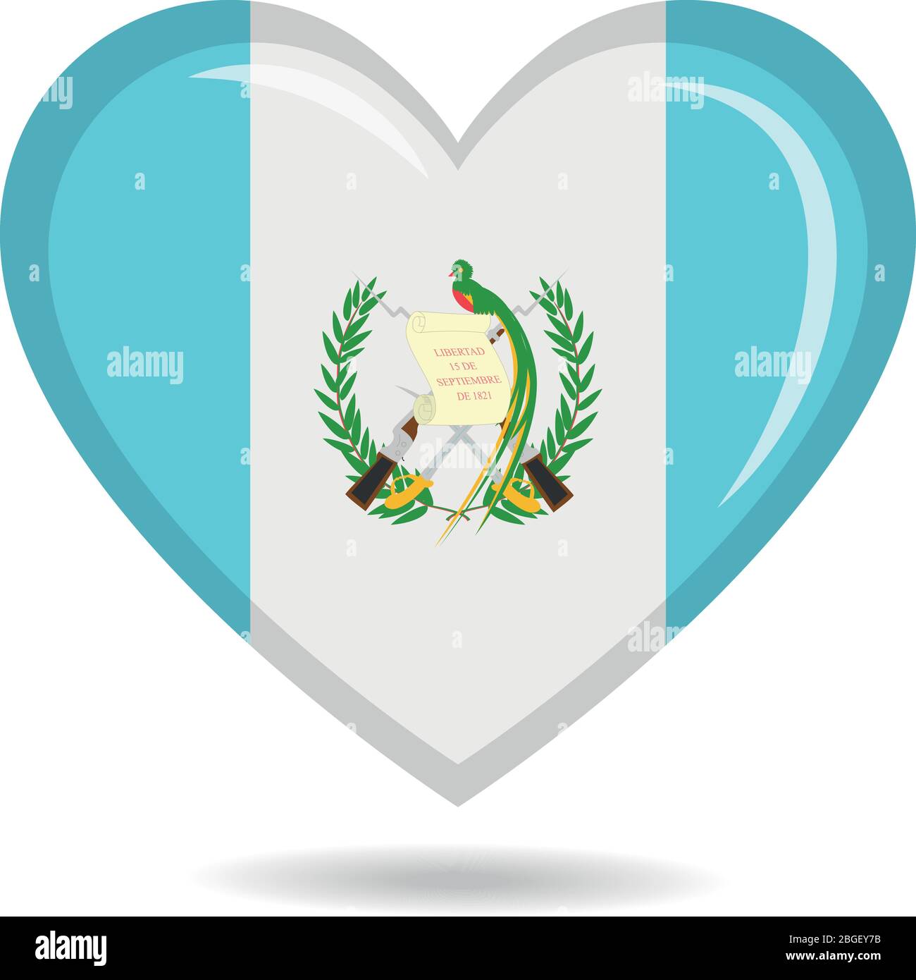 Guatemala national flag in heart shape vector illustration Stock Vector