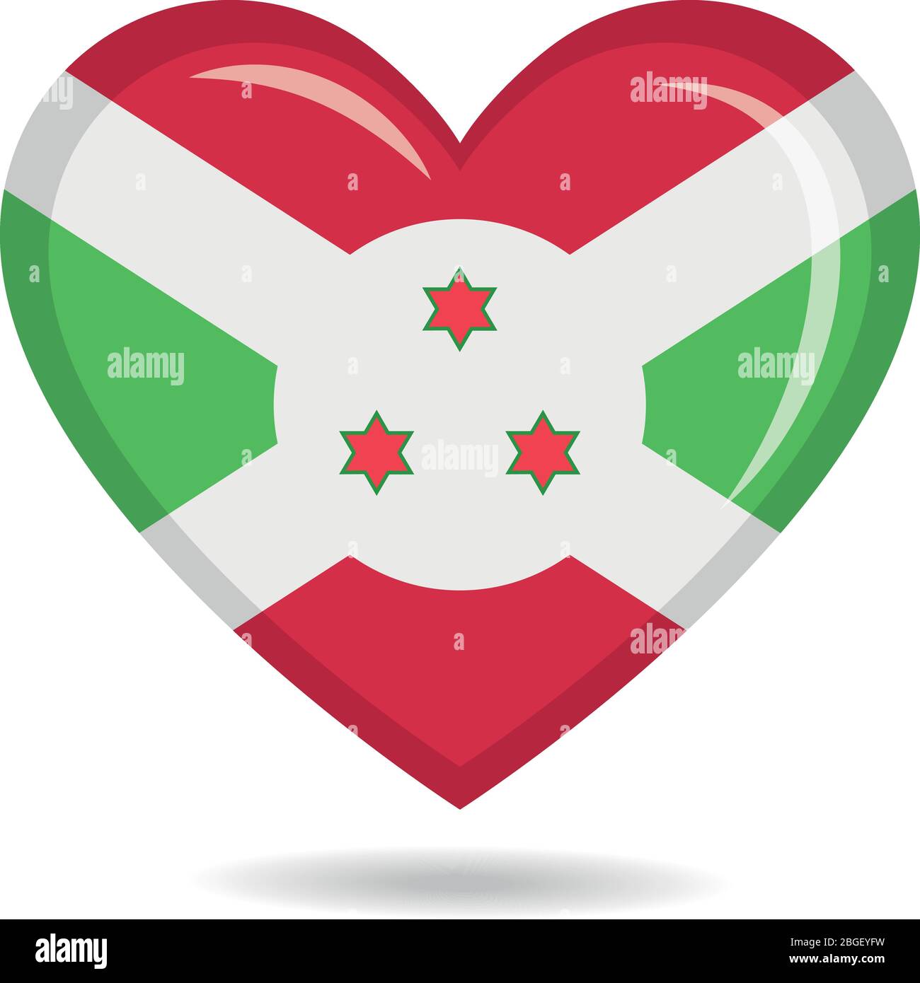 Burundi national flag in heart shape vector illustration Stock Vector