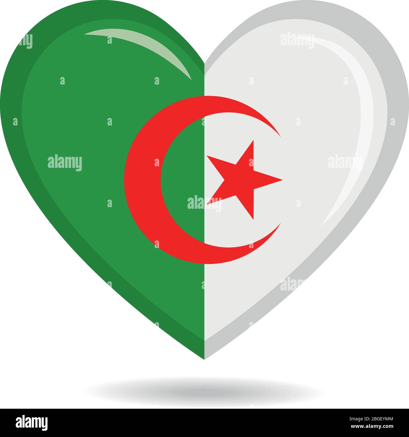 Algeria national flag in heart shape vector illustration Stock Vector