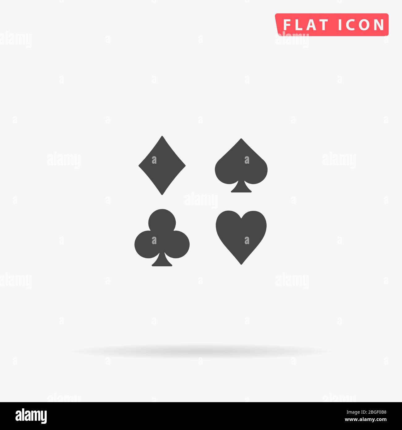 Card Suits flat vector icon. Glyph style sign. Simple hand drawn illustrations symbol for concept infographics, designs projects, UI and UX, website o Stock Vector