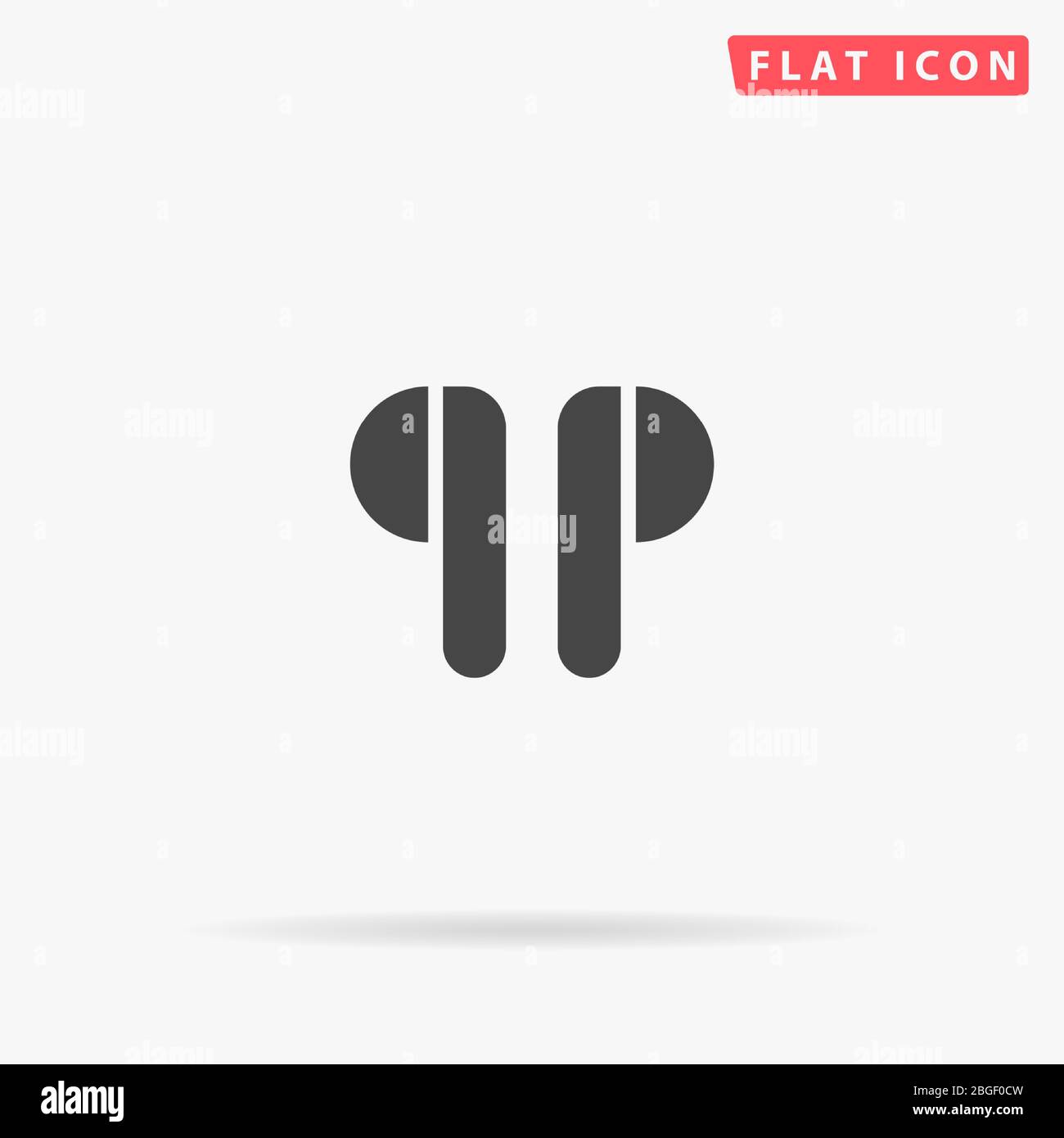 Wireless Headphones flat vector icon. Glyph style sign. Simple hand drawn illustrations symbol for concept infographics, designs projects, UI and UX, Stock Vector