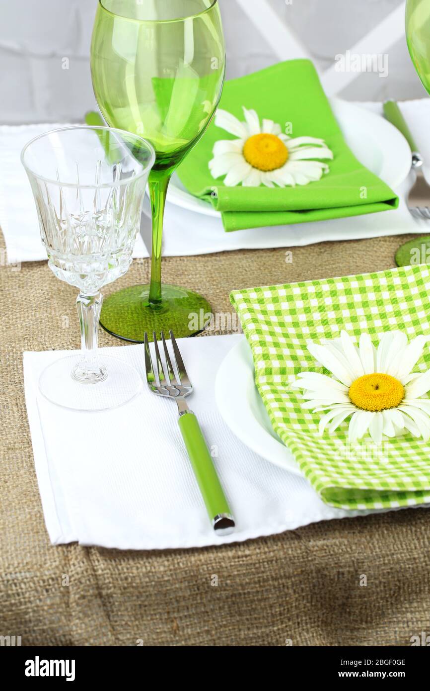 Trendy table setting in restaurant Stock Photo Alamy