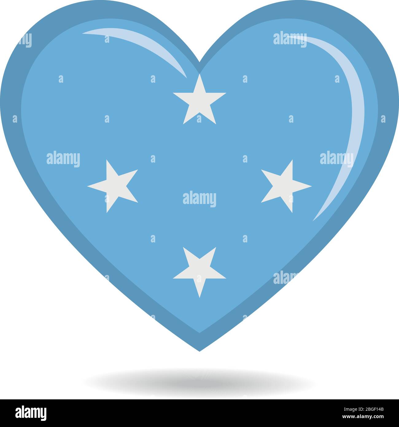 Micronesia national flag in heart shape vector illustration Stock Vector
