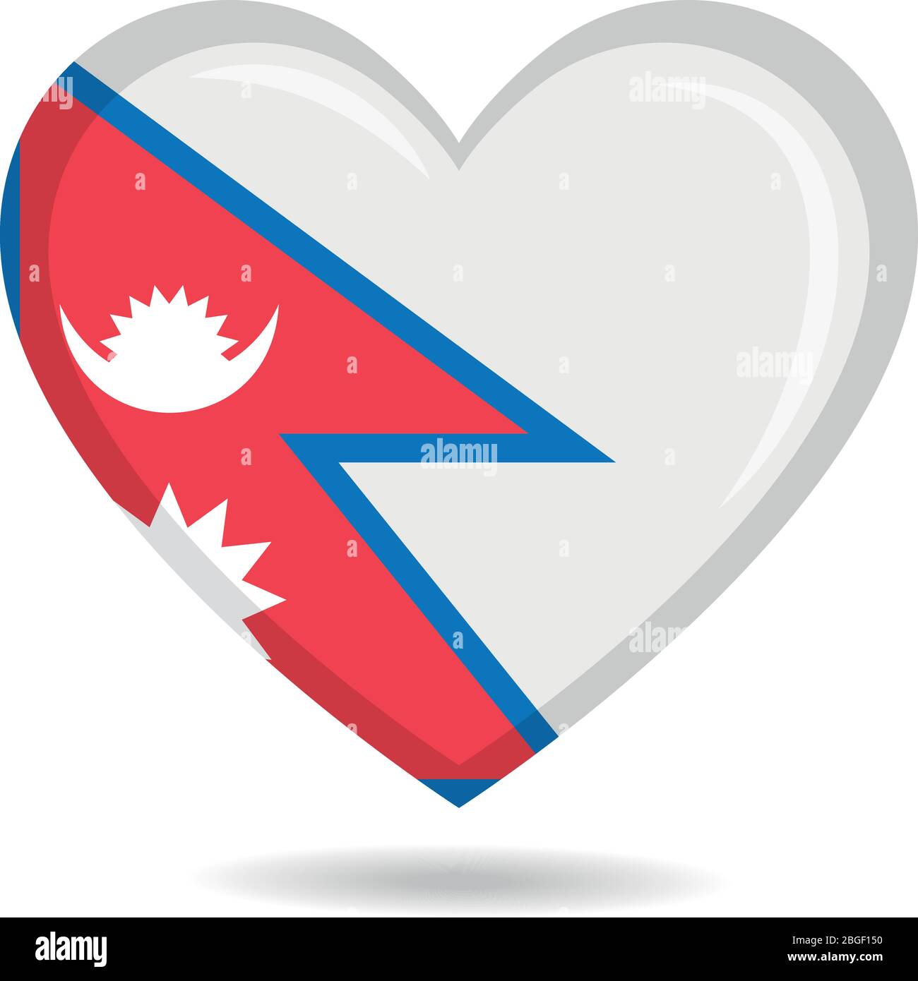 Nepal national flag in heart shape vector illustration Stock Vector