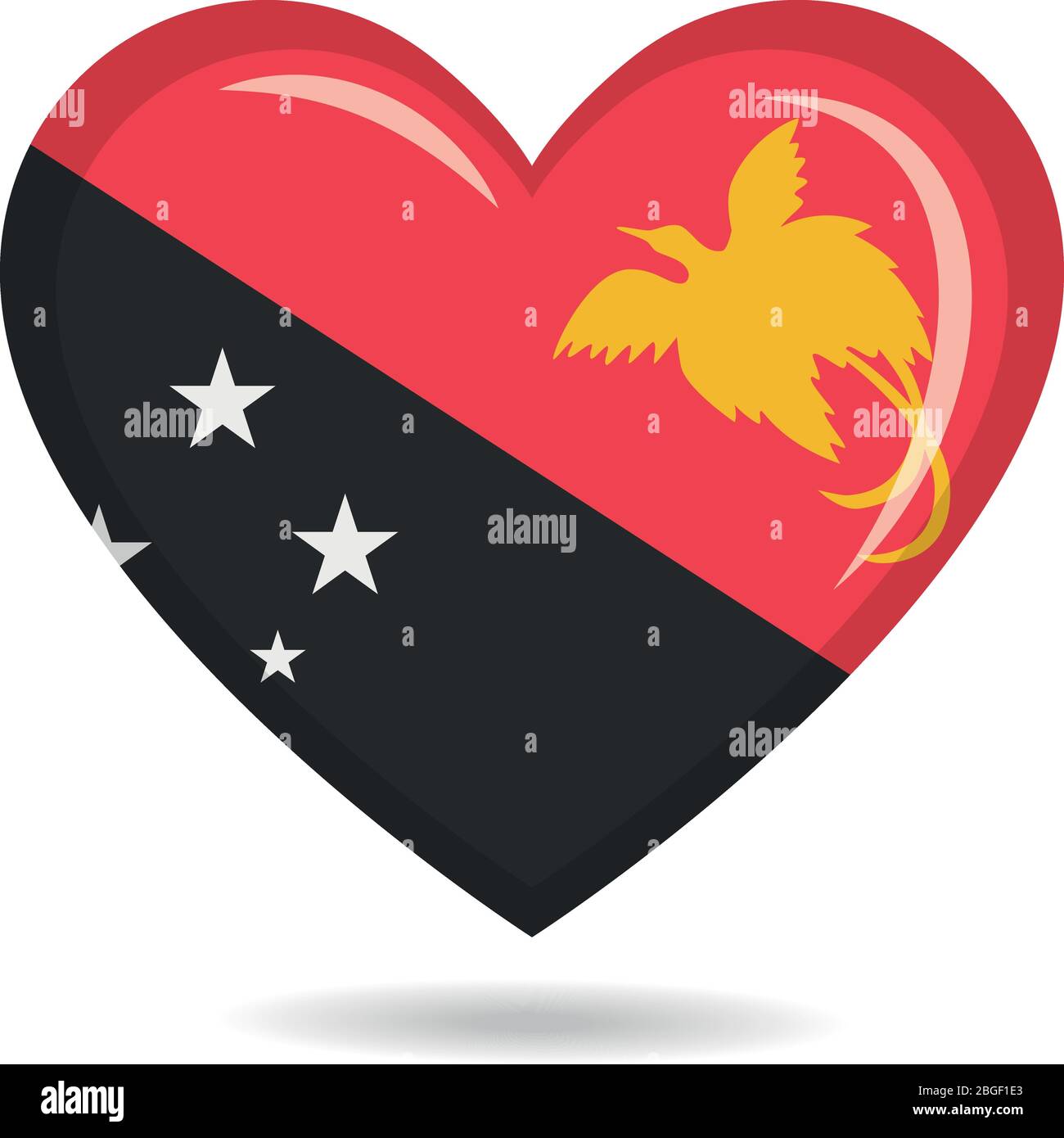Papua New Guinea national flag in heart shape vector illustration Stock Vector