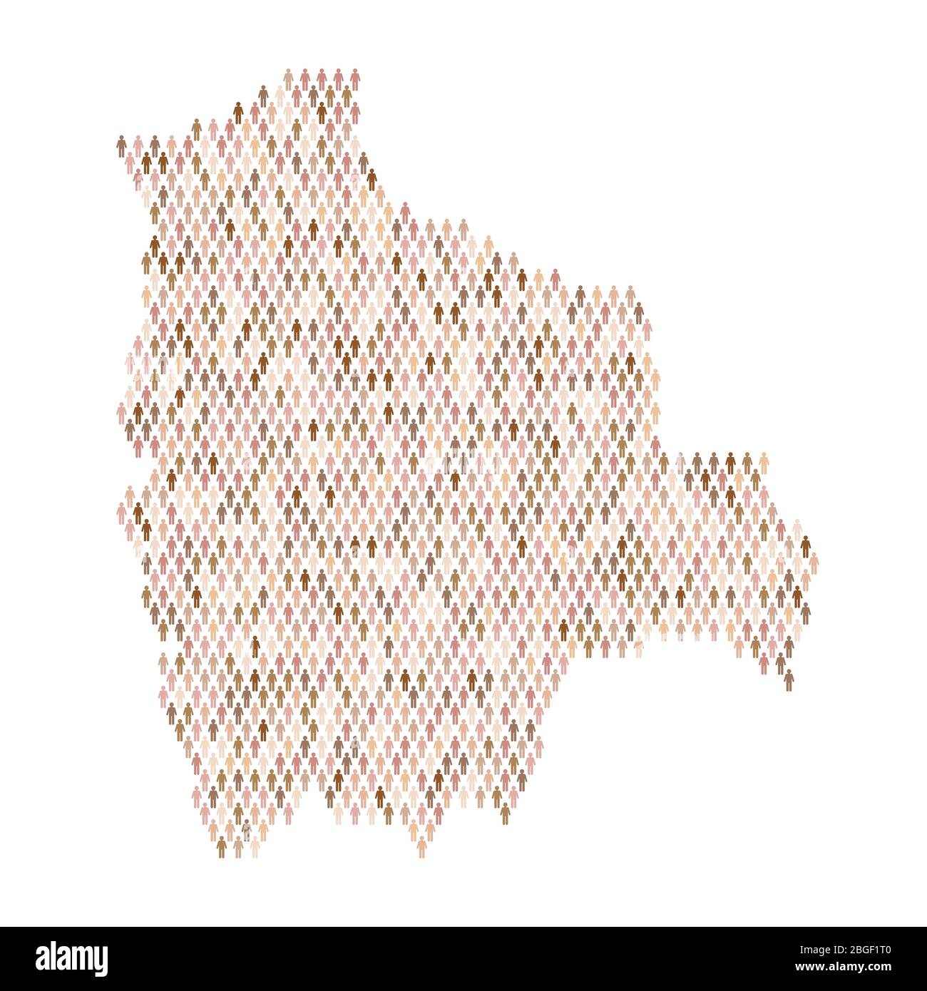 Bolivia population infographic. Map made from stick figure people Stock Vector