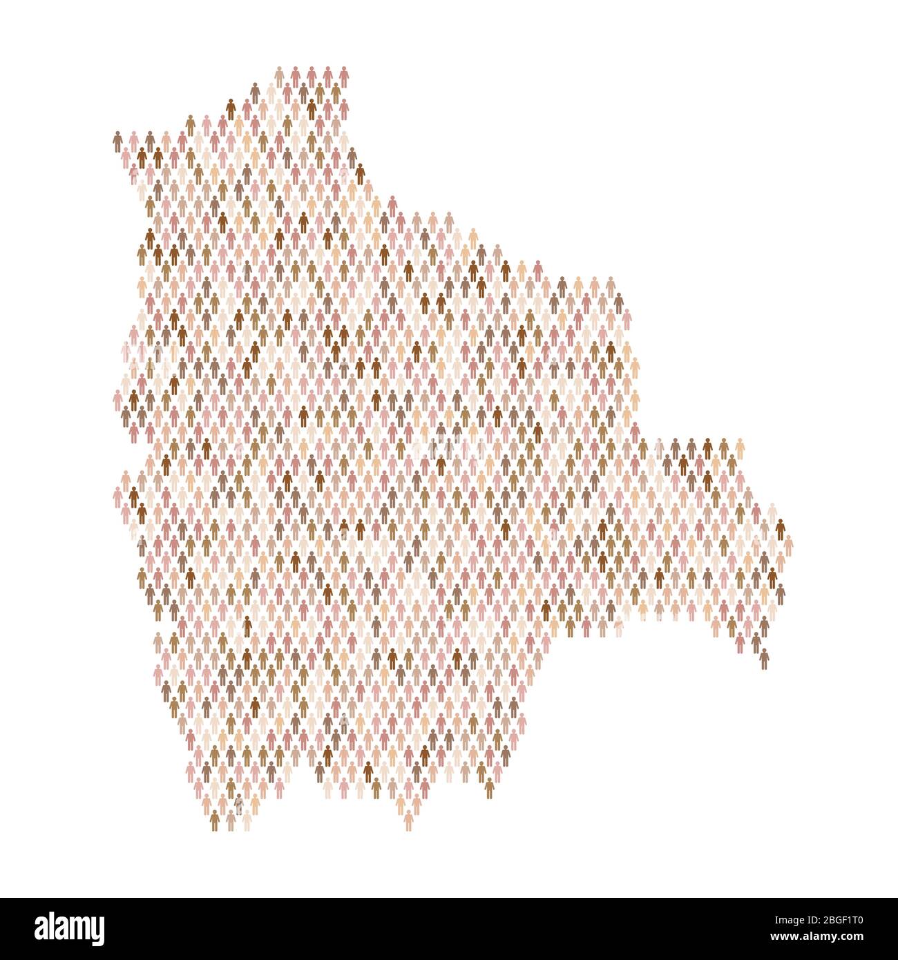 Bolivia population infographic. Map made from stick figure people Stock