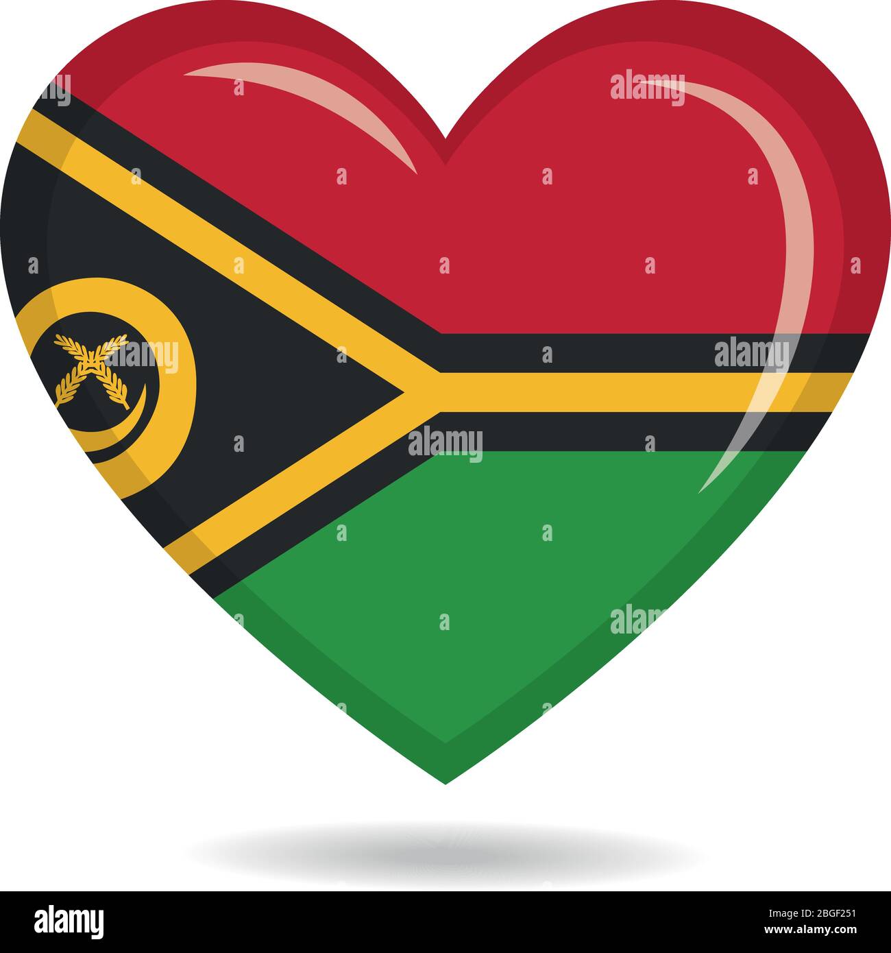 Vanuatu national flag in heart shape vector illustration Stock Vector