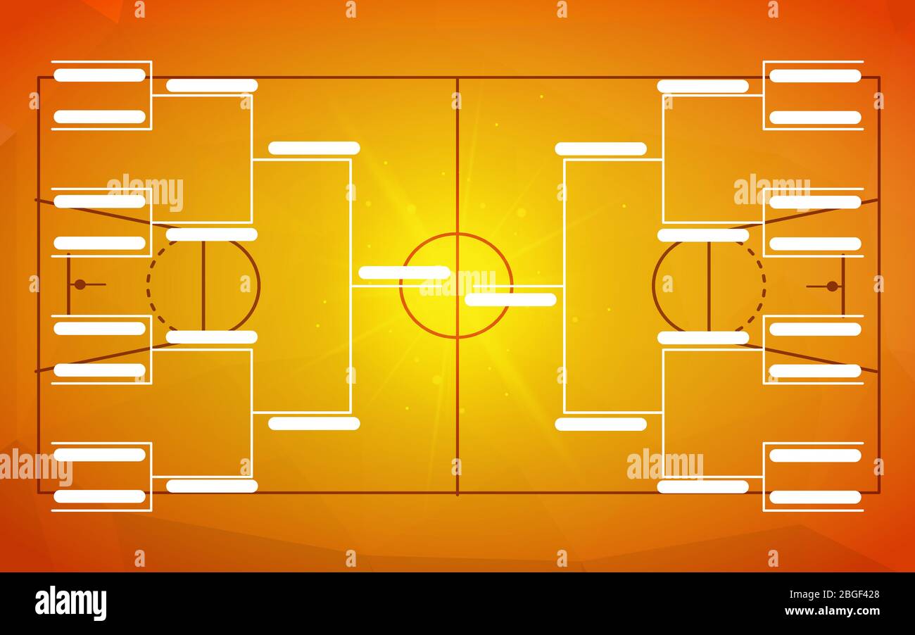 Tournament bracket template for 16 teams on orange basketball field  background Stock Vector Image & Art - Alamy