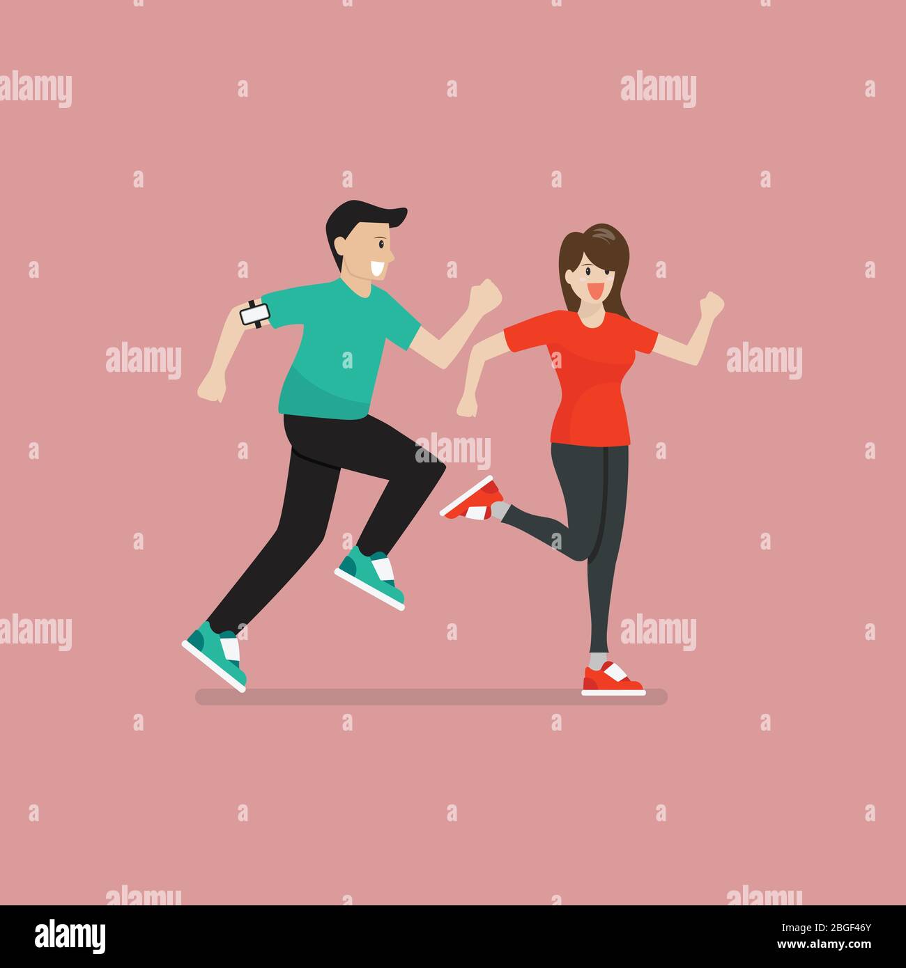 Man and woman running exercise. Vector illustration Stock Vector Image ...