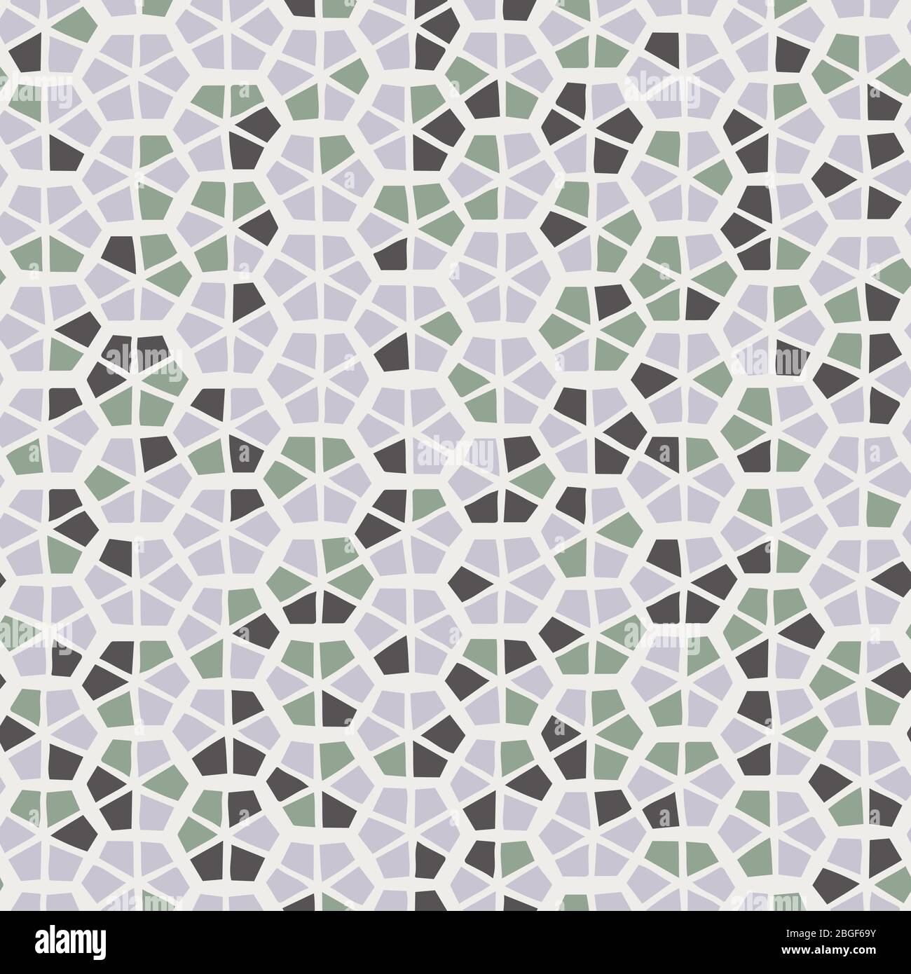 Seamless trendy hexagon mosaic tile swatch pattern Stock Vector