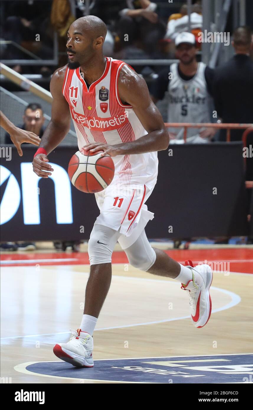 jeremy simmons (openjobmetis varese) during Italian Serie A Basketball Championship 2019/20, , Bologna, Italy, 01 Jan 2020 Stock Photo