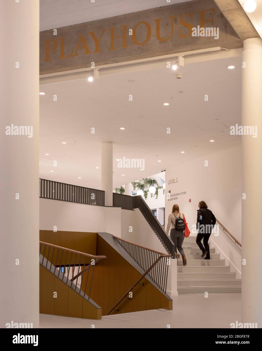 The side entrance stairs. Leeds Playhouse, Leeds, United Kingdom. Architect Page Park