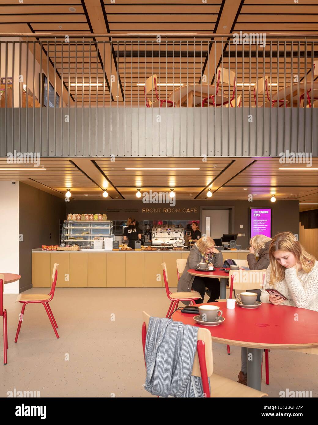 The new cafe. Leeds Playhouse, Leeds, United Kingdom. Architect Page