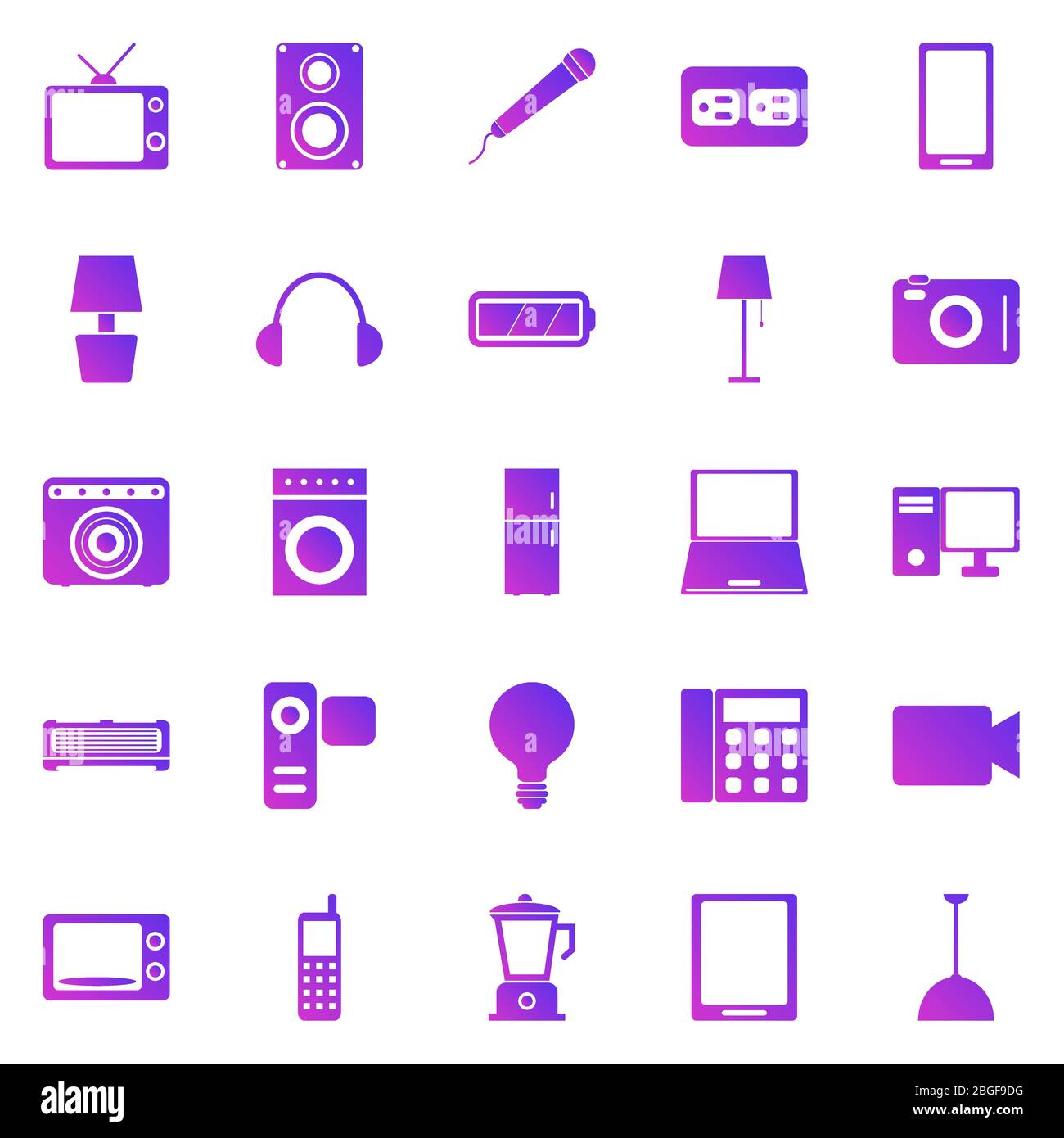 Electrical Machine gradient icons on white background, stock vector Stock Vector
