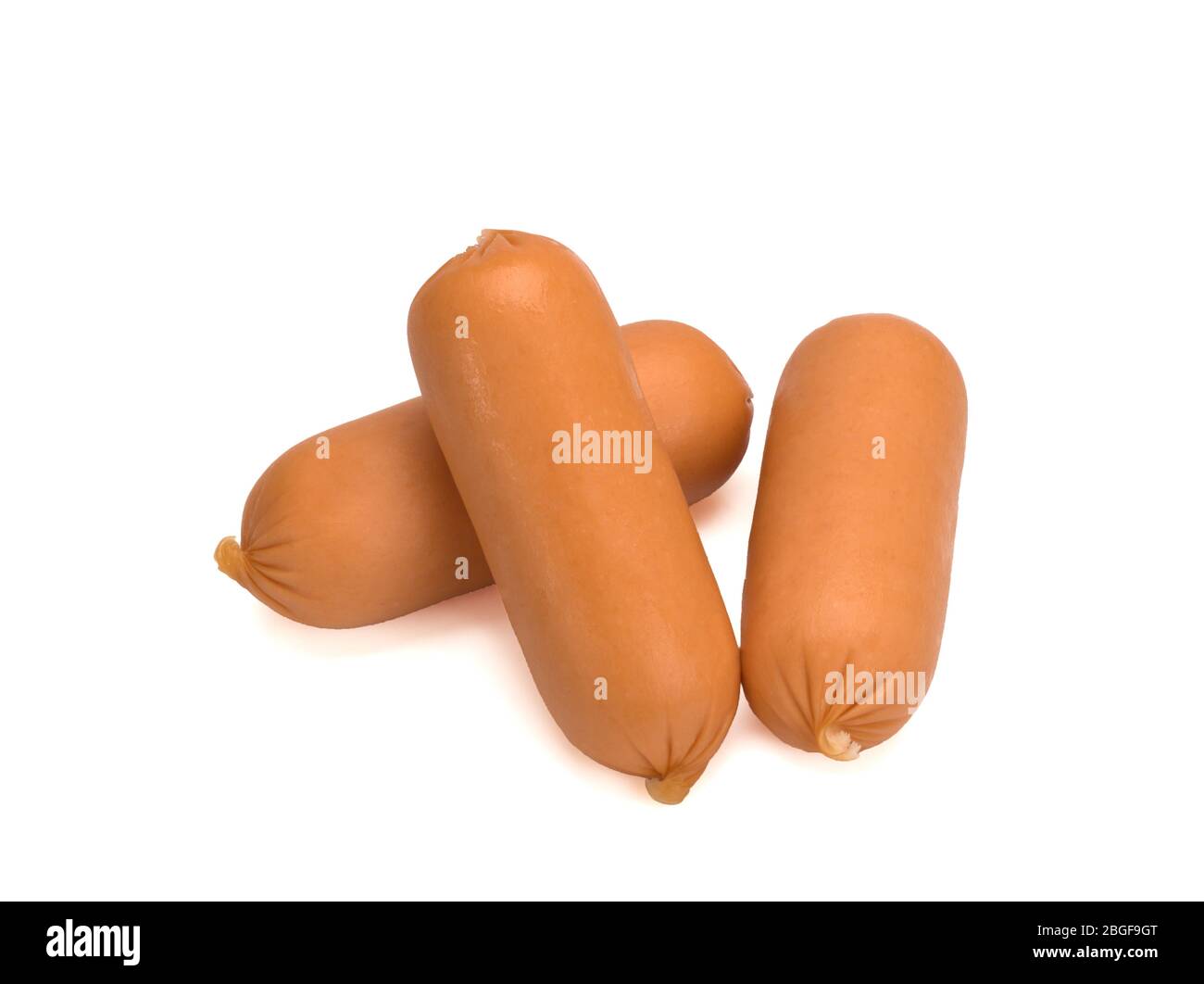 Three raw sausages isolated on white background Stock Photo