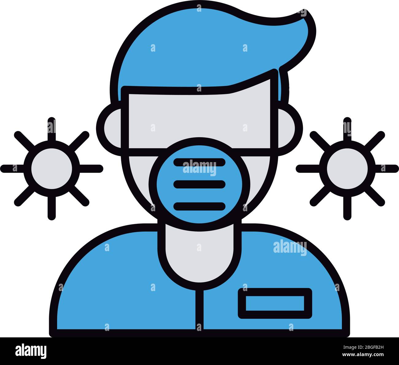 man using face mask line and fill style icon Stock Vector