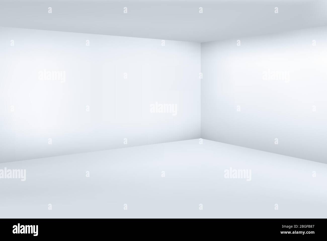 Empty white 3d modern room with space clean corner vector illustration. Space room interior, empty floor and wall Stock Vector