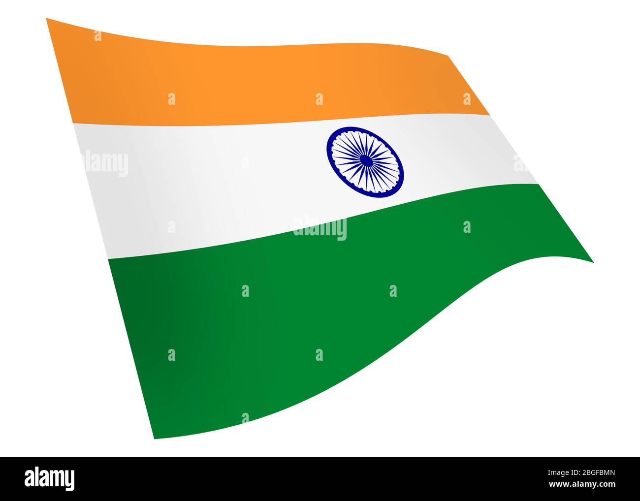 India waving flag graphic isolated on white with clipping path Stock Photo