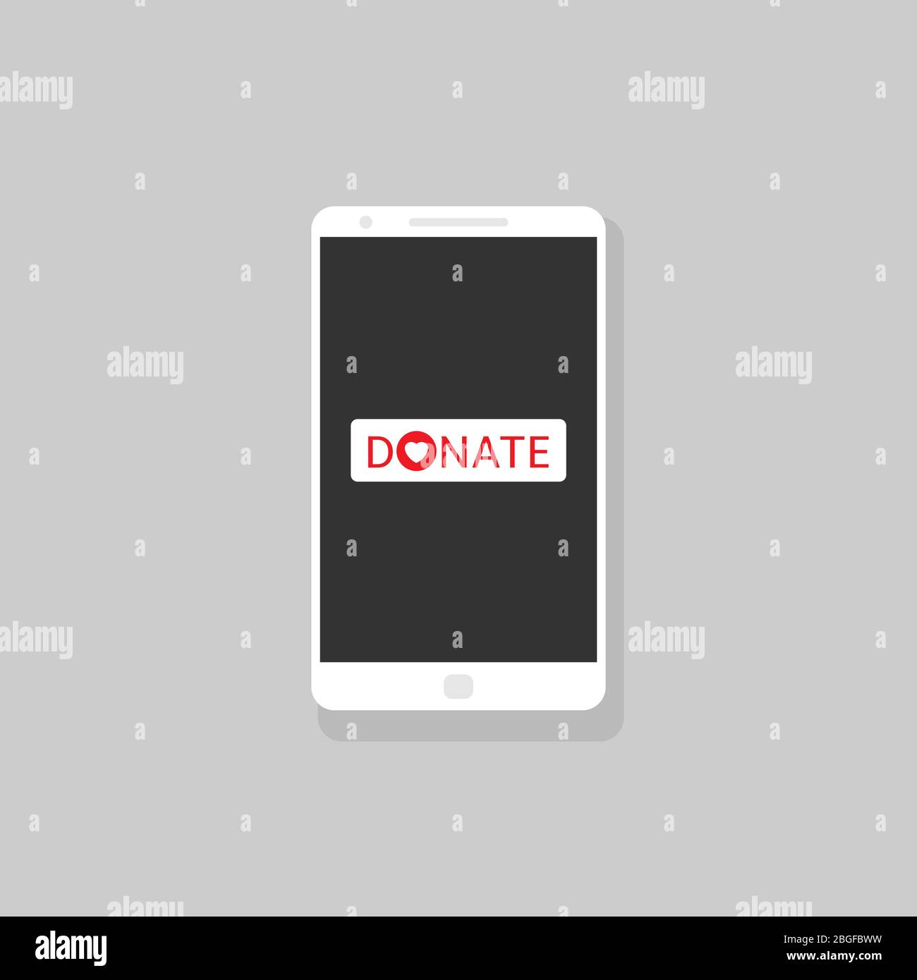 Smartphone with donate button Stock Vector