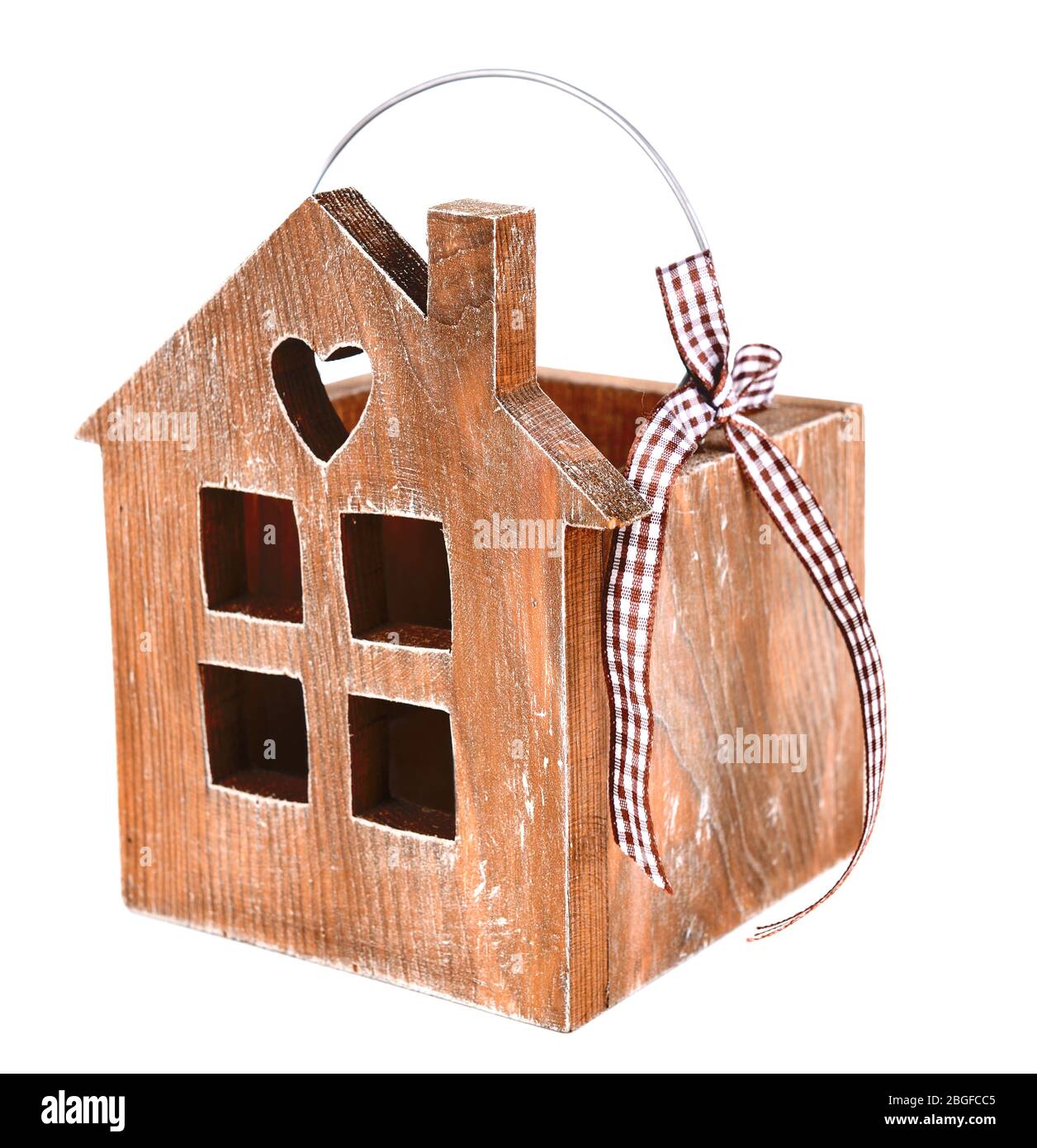 Small wooden house isolated on white Stock Photo - Alamy