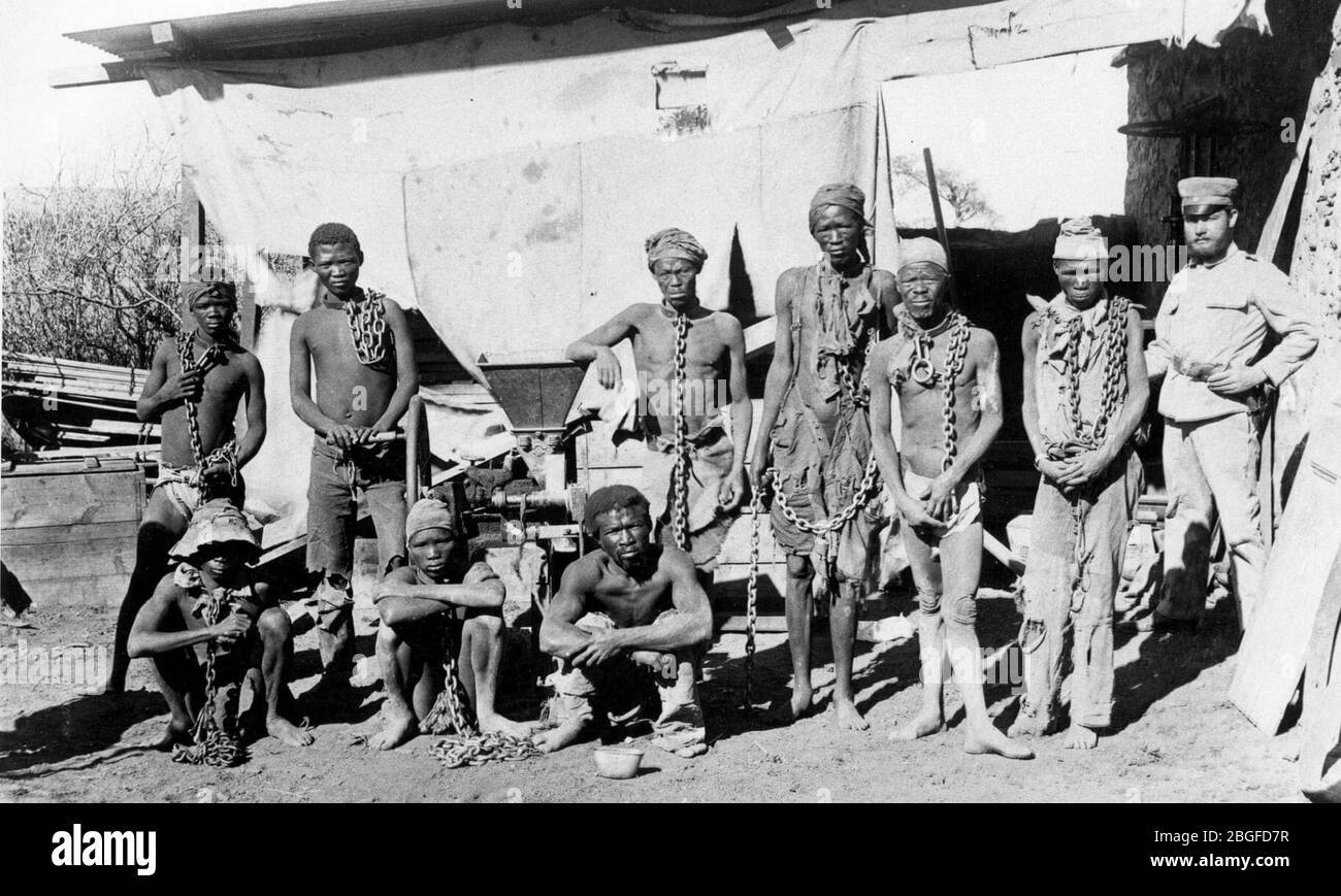 Herero and Nama prisoners. Stock Photo
