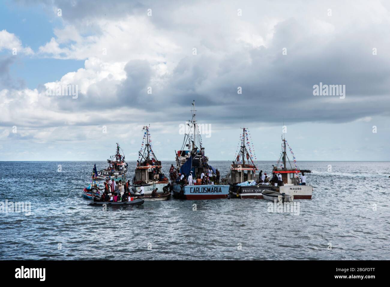 fishing boats in Cidade Velha, Cape Verde Stock Photo