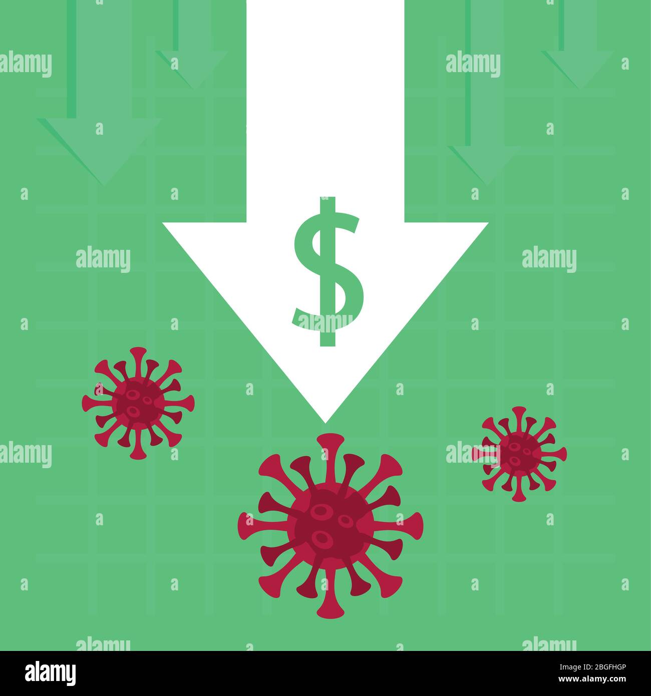 economy and covid19 statistics with arrow and money symbol Stock Vector ...