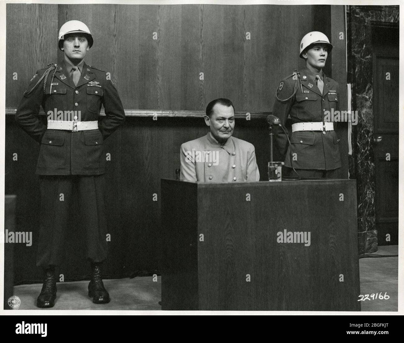 Hermann Göring on trial at Nuremberg 1946. Stock Photo