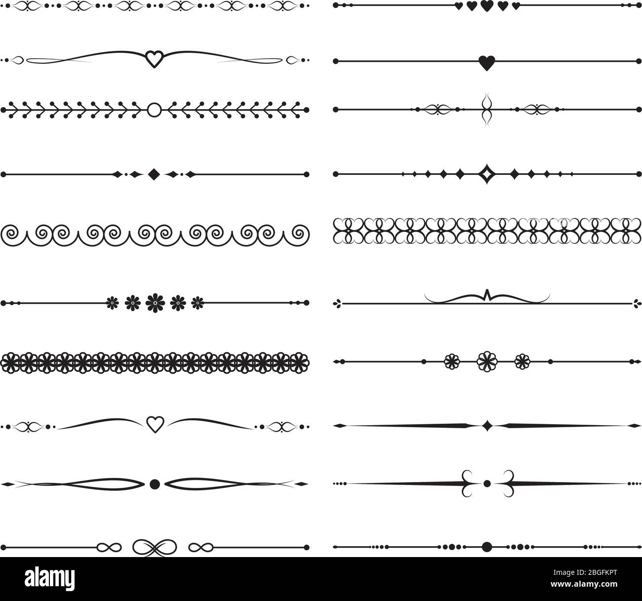 Vintage calligraphic dividers. Handmade wedding vector decoration