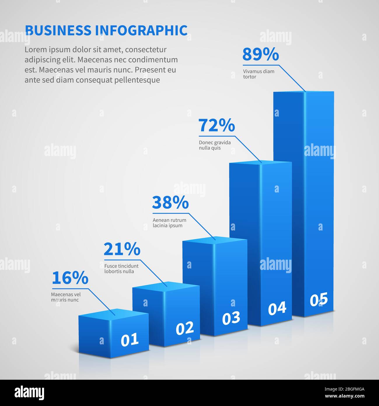 Statistics business 3d graph bar chart. Vector infographic with steps and options. Chart and graph, web data report and presentation illustration Stock Vector