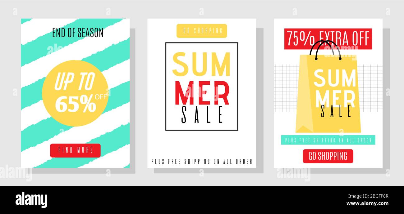 Advertising Media Banners Template Set with Summer Sales Offer. Social  Pages with Great Discounts. Extra off up to 65 and 75 Percent. Online Shop  Prop Stock Vector Image & Art - Alamy