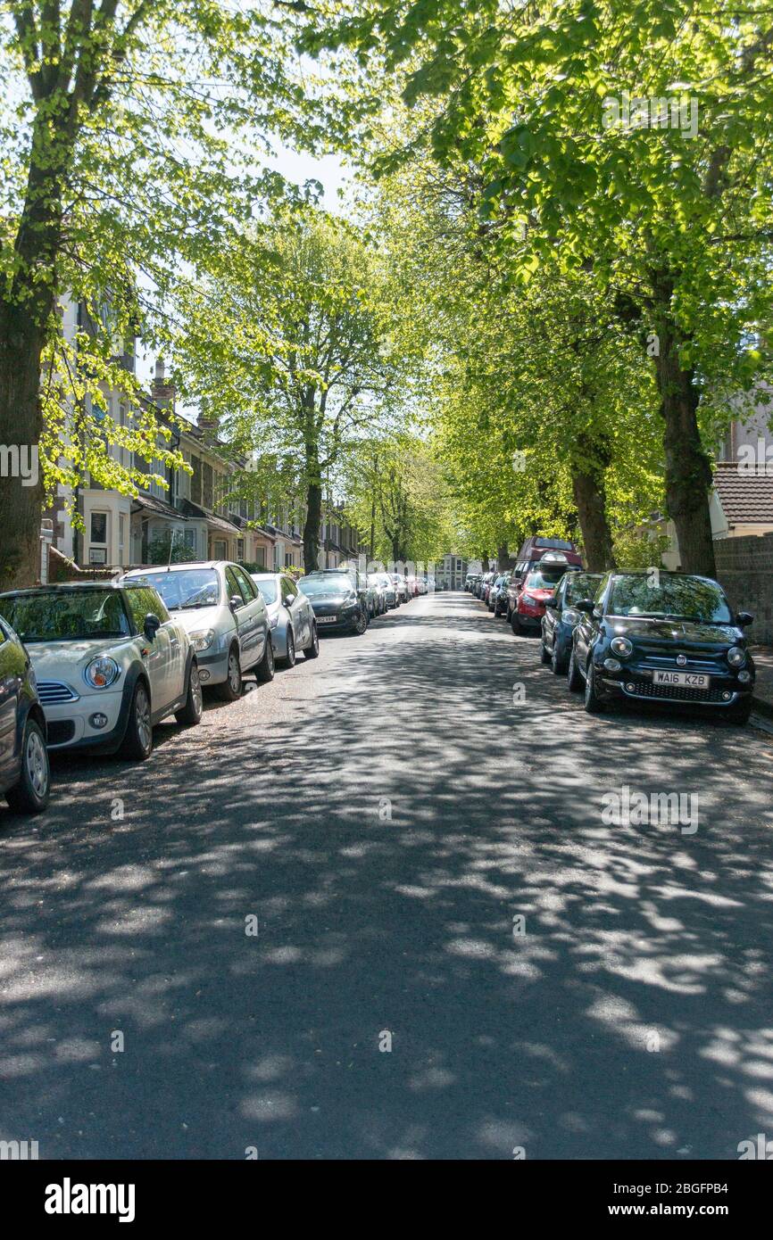 Bristol-April-2020-England-a close up view of a empty street in bristol during the coroniavuris or COVID-19 lockdown Stock Photo