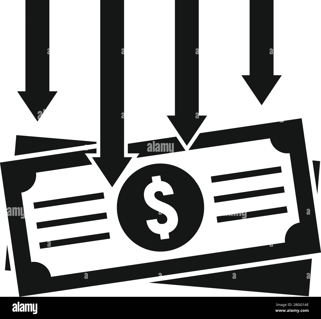 Down cash finance icon. Simple illustration of down cash finance vector ...