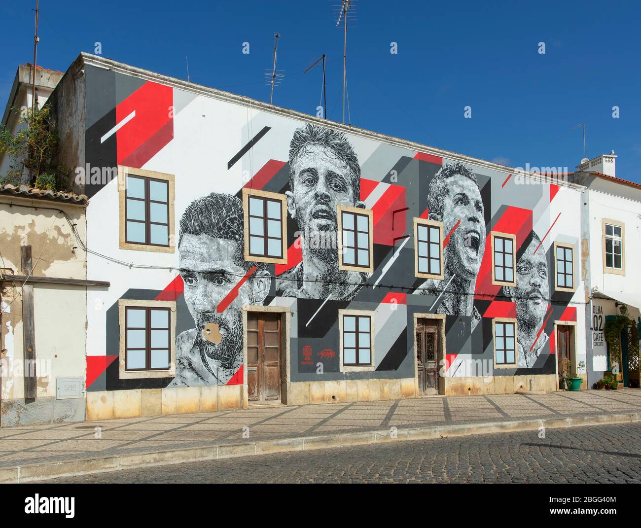 Street Art of Portuguese footballers, Portimao, Algarve, Portugal, Europe Stock Photo