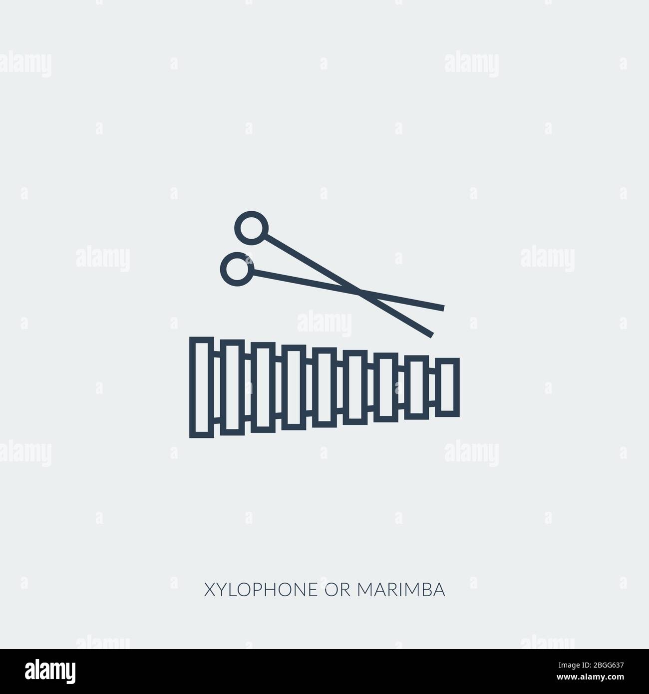 Vector outline icon of music - marimba or xylophone Stock Vector