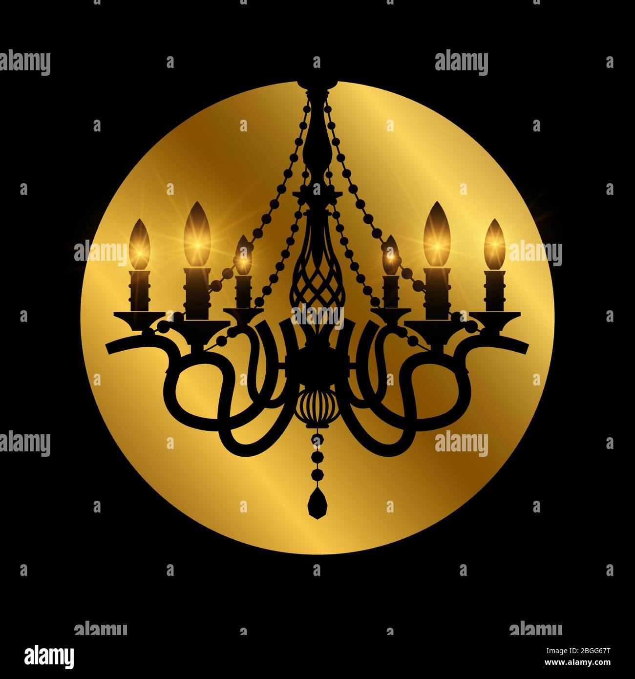 Classic crystal glass antique elegant chandelier with shine effect. Vector illustration Stock Vector