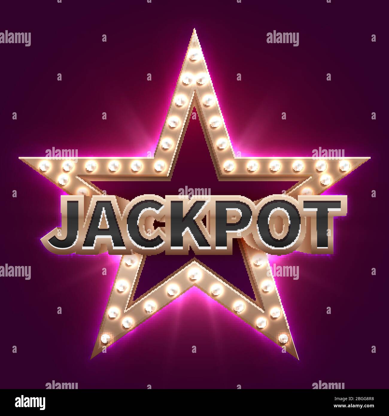 Vintage casino mega bonus poster with retro illuminated star. Showtime