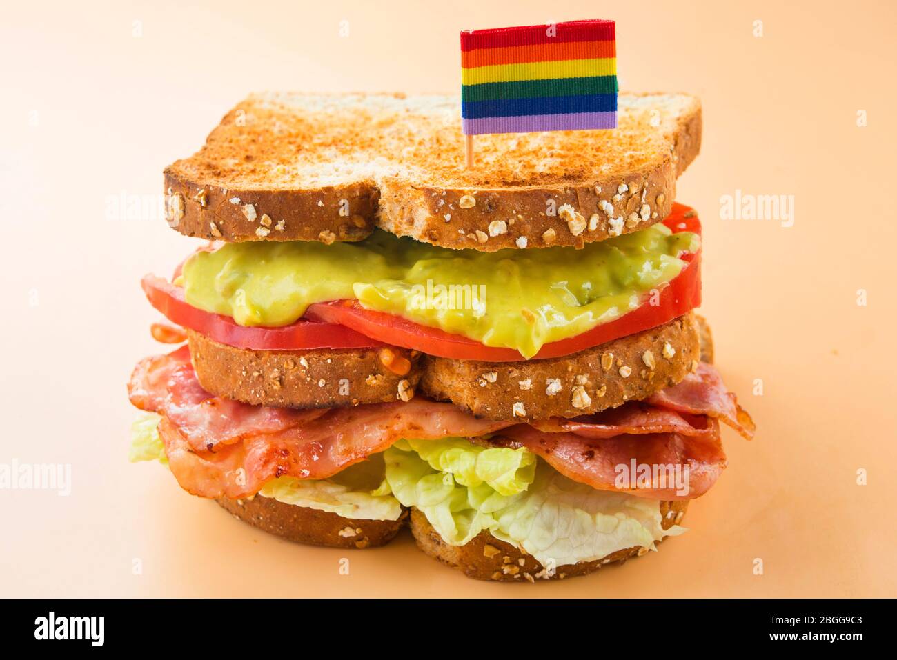 Sandwich LGBT lettuce, guacamole, bacon and tomato Stock Photo Alamy